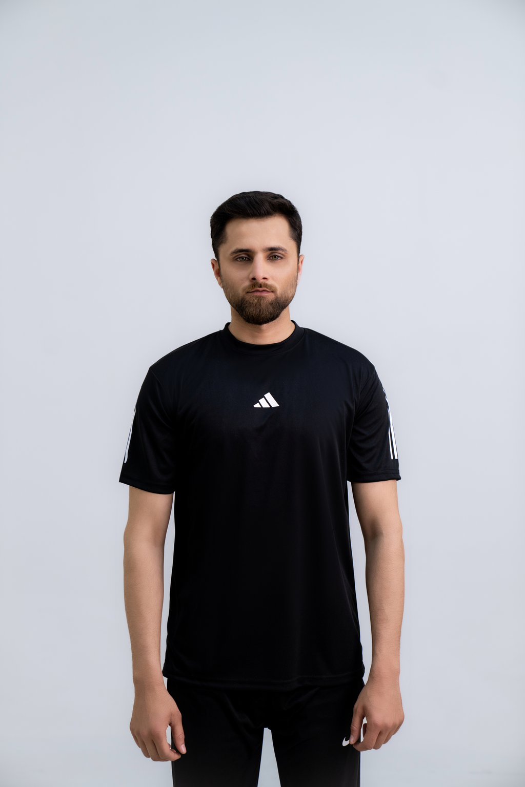 Core-Fit Stripe Tee - Black