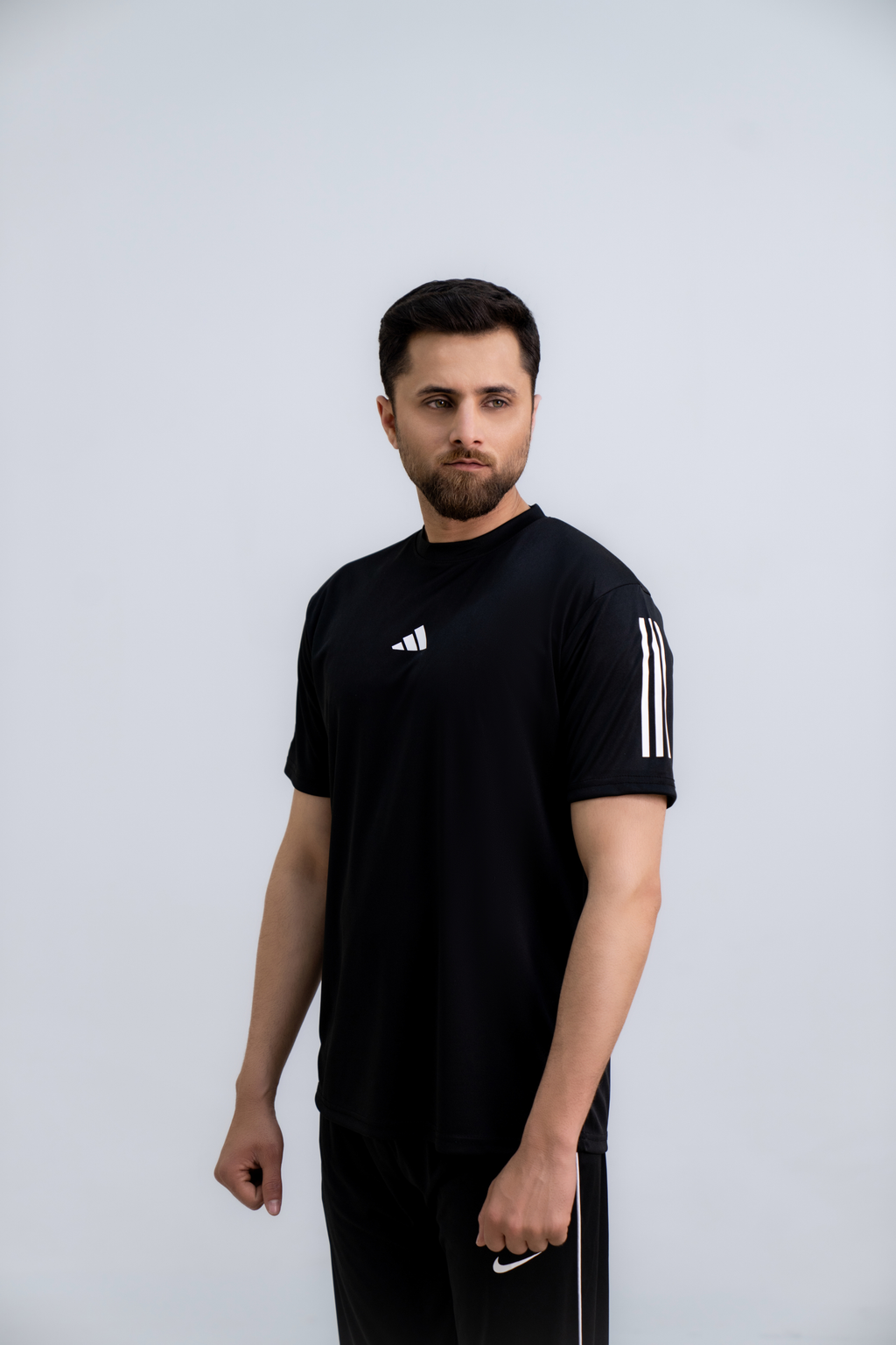 Core-Fit Stripe Tee - Black
