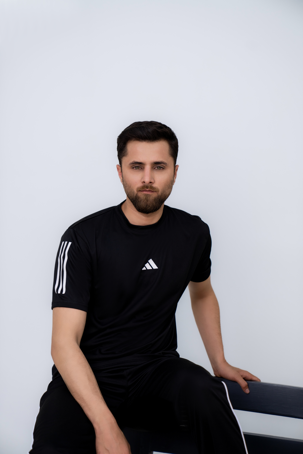 Core-Fit Stripe Tee - Black