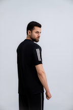 Core-Fit Stripe Tee - Black