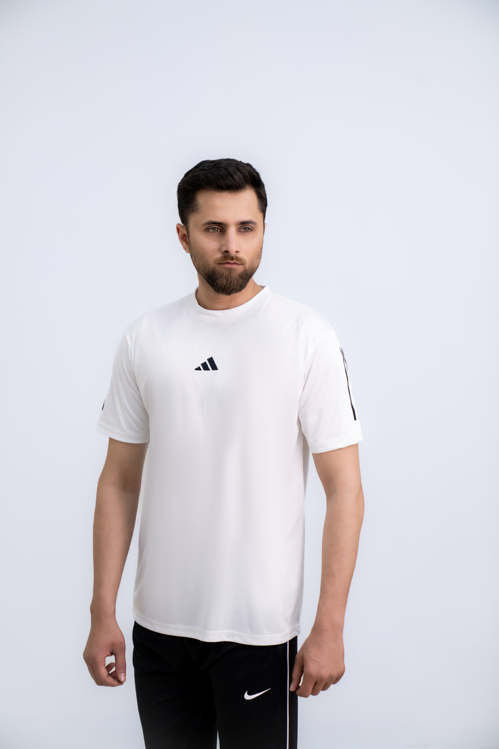 Core-Fit Stripe Tee - White