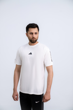 Core-Fit Stripe Tee - White