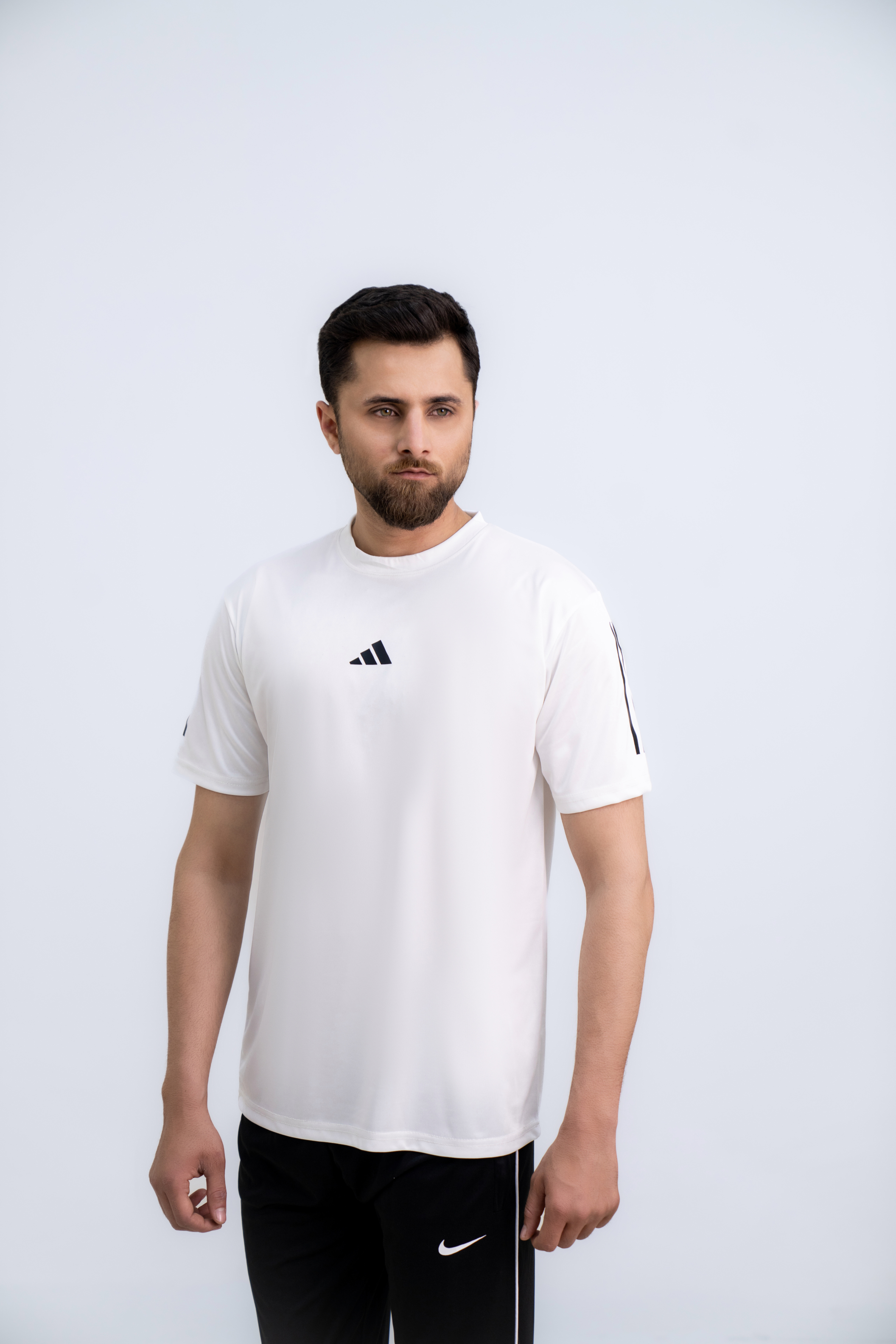 Core-Fit Stripe Tee - White