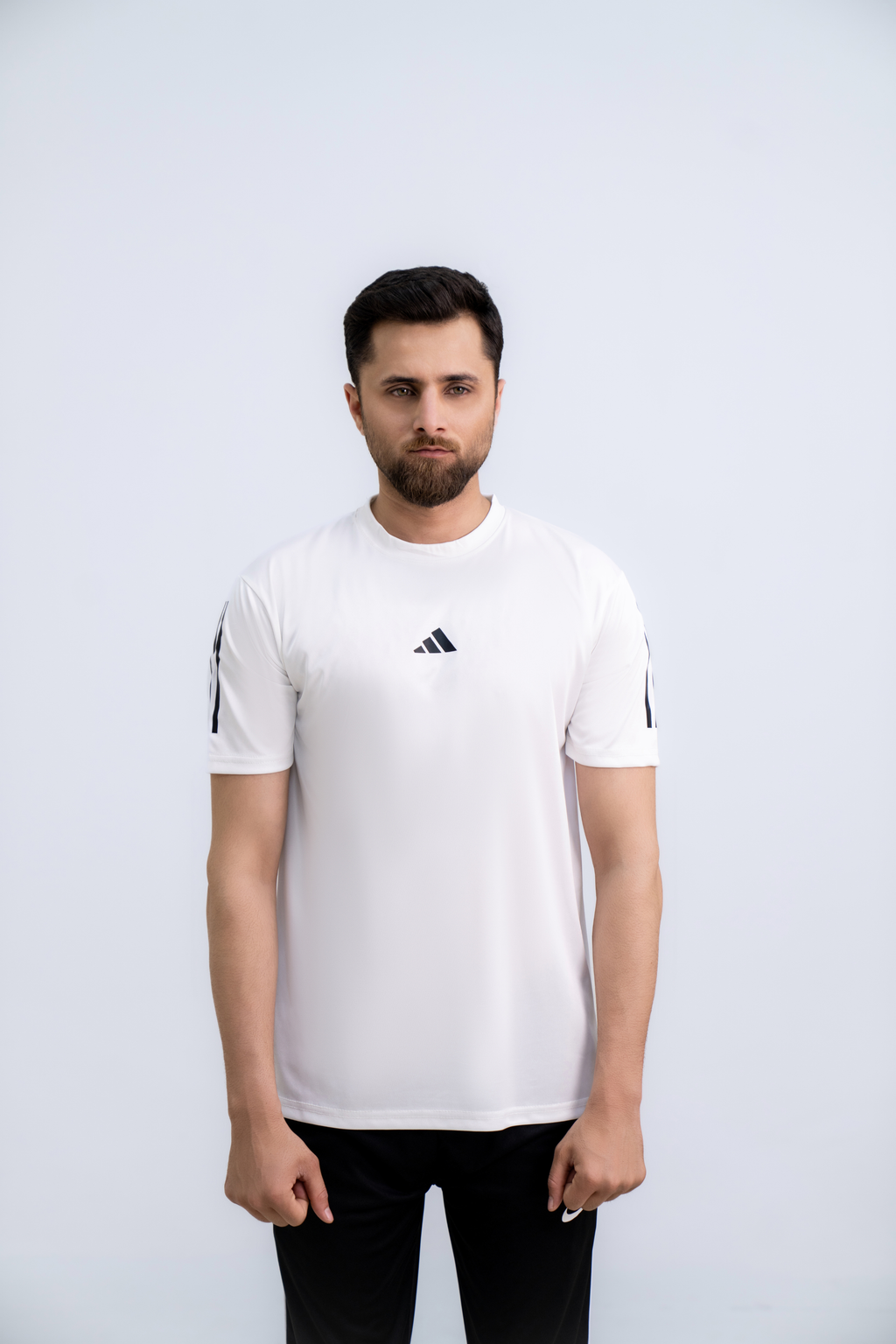 Core-Fit Stripe Tee - White