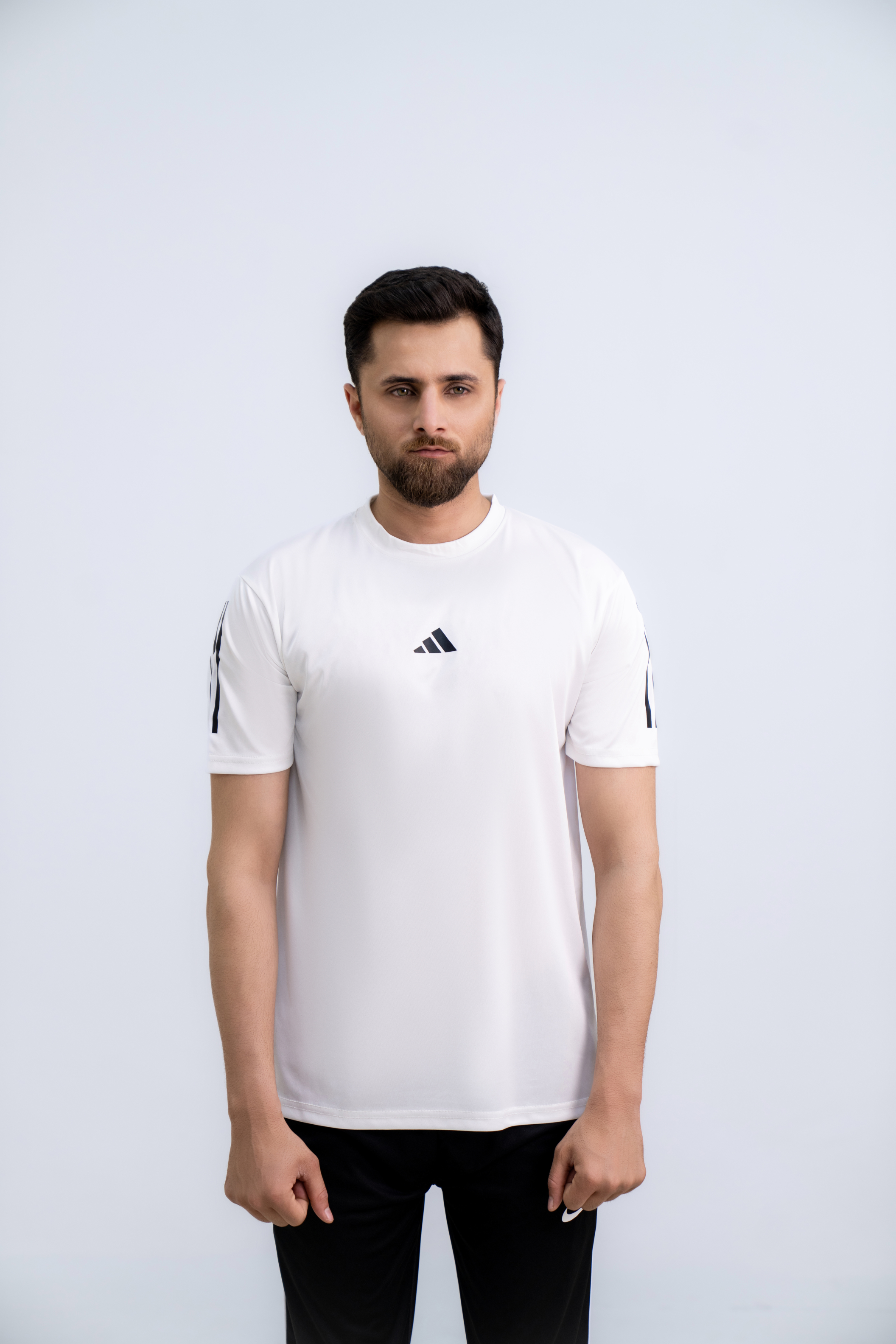 Core-Fit Stripe Tee - White